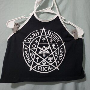 Black/White Halter Crop Top